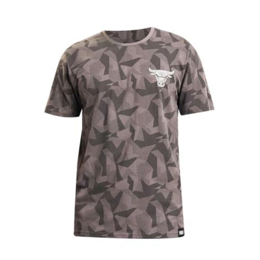 Men New Era | New Era Chicago Bulls Geo Camo Grey Ss Basketball T-Shirt