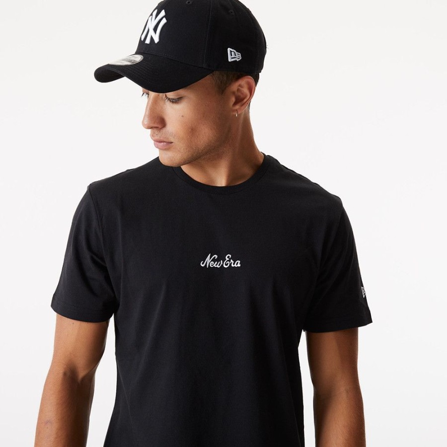 Men New Era | New Era Essential Script Black Ss Lifestyle T-Shirt