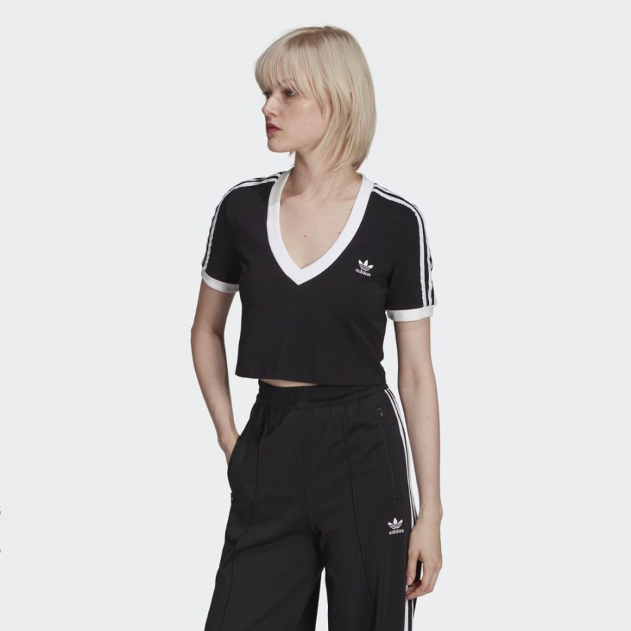 Women adidas Originals | Adidas Originals Wmns 3-Stripes Cropped Ss Lifestyle T-Shirt