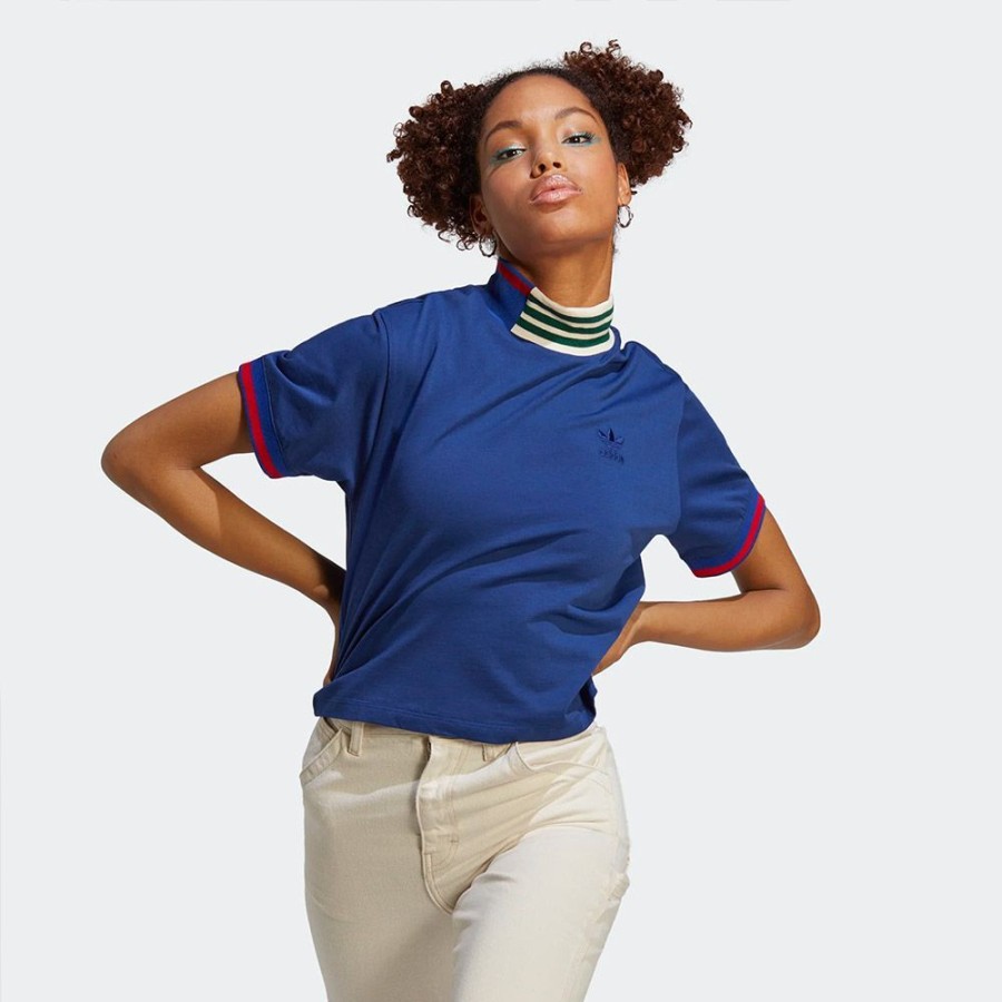 Women adidas Originals | Adidas Originals Wmns Rib Collar Crop Lifestyle T-Shirt